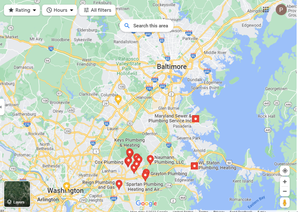 bowie md plumber maps